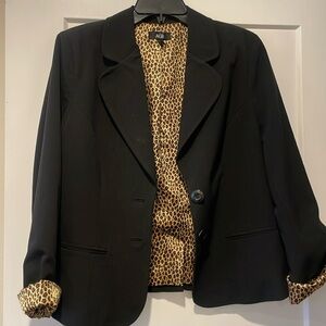 Black blazer with leopard lining!
